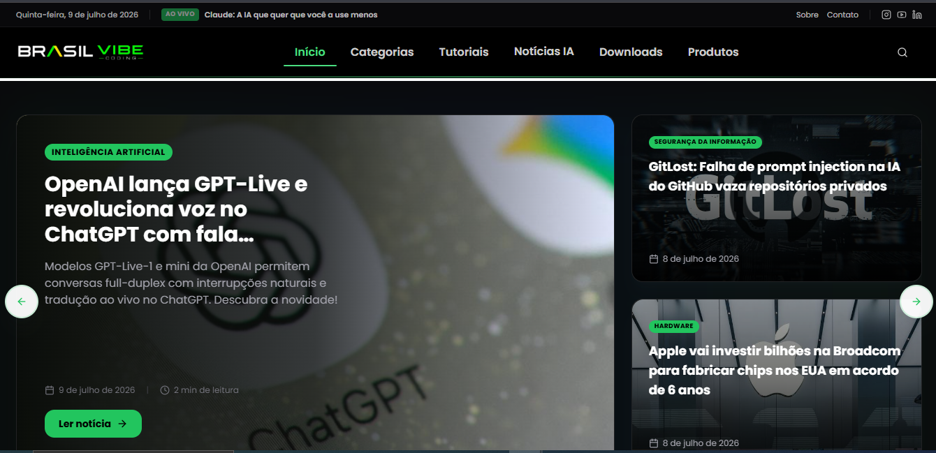 Screenshot do sistema Brasil Vibe Coding